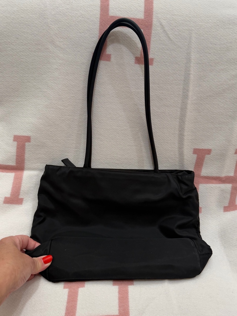 Prada Black Nylon Double-Handle Shoulder Bag - Picture 6 of 16